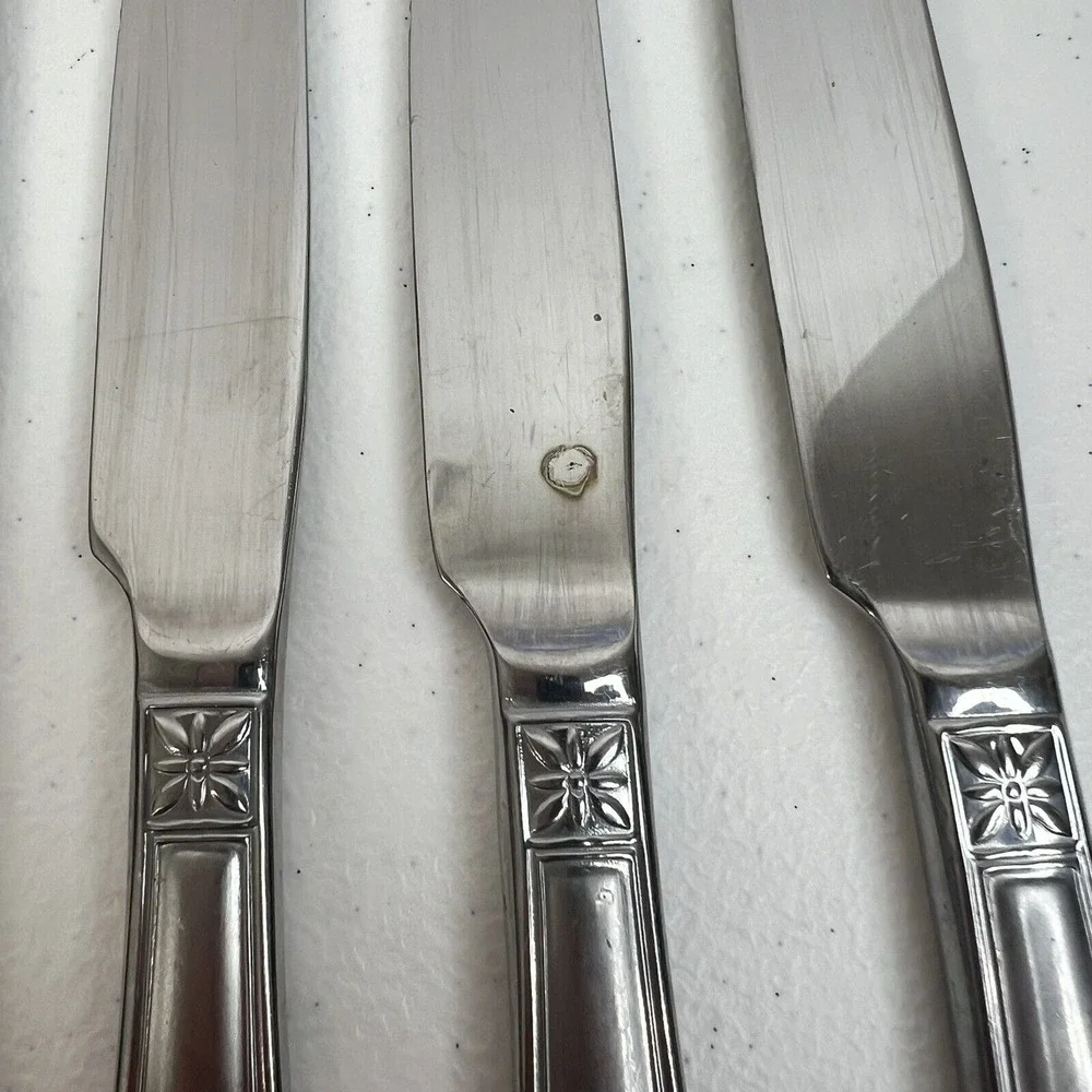 Cambridge Rooster 4 Butter Knives Stainless Flatware Frosted Handle Replacement